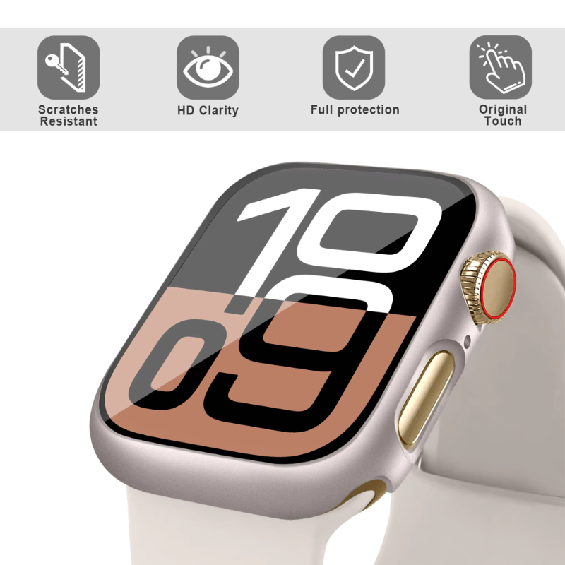 Tempered Glass+Case For Apple  - Smartwatch Band Accessories review and price