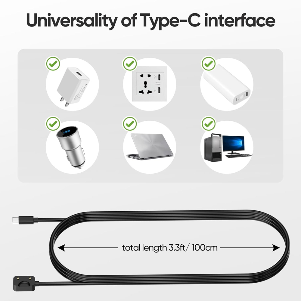 Black USB-C Charging Cord for  - Best Smartwatch Accessories review and price