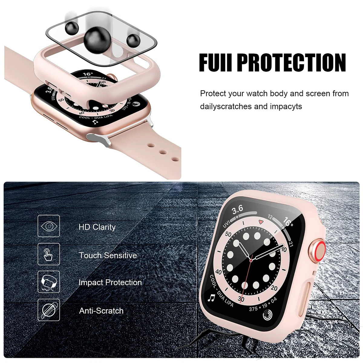 Tempered Glass+Cover For Apple - Smartwatch Band Accessories review and price